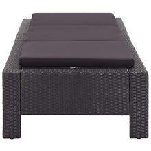 Festnight Lettino Prendisole, Lettini da Giardino con Cuscino, Sedie a Sdraio da Giardino in Polyrattan Nero