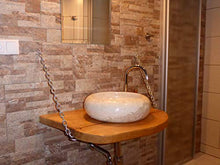 NT Tino Kittner - Lavabo rustico in legno con pietra naturale, con set di montaggio