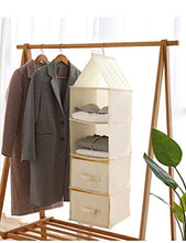 SZQ-- Scatola portaoggetti da appendere per vestiti, in tessuto, può essere utilizzata con cassetti che possono essere lavati con acqua 27.5*27*18cm beige