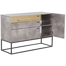 Beliani Credenza Base in Metallo Nero 3 Cassetti Legno Chiaro e Grigio Arietta