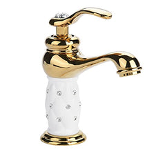 Rubinetto per Lavabo Monocomando Diamantato, Rubinetto in Ottone Massiccio per Lavabo, Rubinetto per Acqua Calda e Fredda per Cucina Domestica(D'oro)