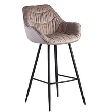KADIMA DESIGN Sgabello di velluto beige bar sgabello con schienale Sgabello in tessuto 110kg