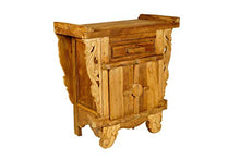 Windalf Handmade Natura - Comodino con cassetto ANNAEL 94 cm, con ornamenti in legno