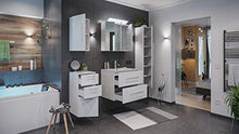 Set di mobili da bagno Firenze 70 (5 parti/C) bianco lucido e armadio a specchio