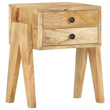 FAMIROSA Comodino 40x35x50 cm in Legno Massello di Mango（Marrone