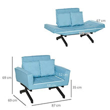 homcom Divano Letto 2 Posti con Letto Singolo, Arredamento Moderno per Soggiorno e Ufficio, 87x69x69cm, Blu