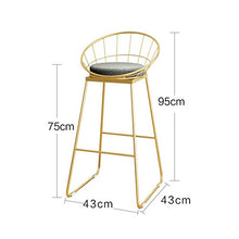 Csq - Sgabello da bagno con schienale, altezza a bancone sgabello in ferro battuto, per cucina, bistrot e pub (dimensioni: 75 cm, colore: A)