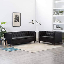 vidaXL 2X Divano Chesterfield Similpelle Nero Moderno Lusso Arredo Casa Sofa