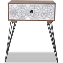 Zerone, comodino per camera da letto, comodino con 1 cassetto, per camera da letto, soggiorno, rettangolare, marrone, 44 x 30,5 x 57,5 cm