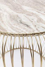 Kare Design Beam Marble Brass Tavolino, Grigio Chiaro, 43 cm