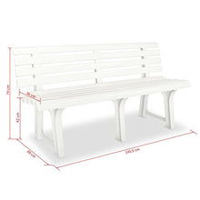 Tuduo - Panchina da giardino in plastica, 145,5 x 49 x 74 cm, colore: Bianco