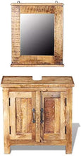 WEHOLY Mobile da Bagno Mobile da toeletta con Specchio e Foro per lavabo 60 x 30 x 60 cm Legno massello di Mango