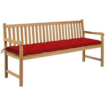 vidaXL Panca da Giardino con Cuscino Rosso 175 cm in Massello di Teak