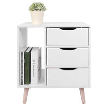 Comodino Changor, utilizzabile come comodino compatto con design a scomparsa, tavolino in truciolato (bianco)