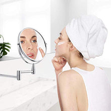 SHY Specchio ingranditore con Luce 10x Grande Specchio da Barba a LED da Parete, Specchio per Trucco da Bagno a Doppio Lato Girevole Specchio per Il Trucco-Pulsante a sfi