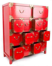 Fine Asianliving Cassettiera Cinese con 14 Cassetti Rossa