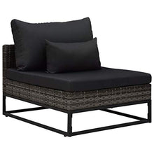 Tidyard Set Divani da Giardino in Polyrattan, Set Divani da Giardino con Cuscini, Set di Mobili da Giardino, Set Divano Esterno Grigio 3 pz
