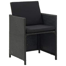 SKM Set da Pranzo da Giardino 5 pz con Cuscini in Polyrattan Nero (41kg)