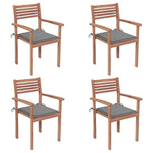 vidaXL Sedie Giardino 4 pz con Cuscini Grigi in Massello di Teak