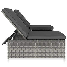vidaXL - Lettino prendisole 2 pezzi, con tavolo in polyrattan, colore: Grigio