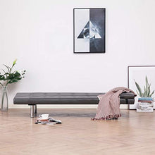 Divano Letto con 2 Cuscini Grigio in Similpelle