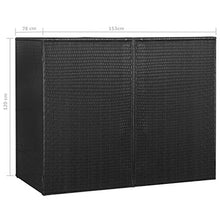 Oushome Copribidone Doppio per Spazzatura Nero 153x78x120 cm Polyrattan