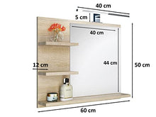 DOMTECH specchio da bagno con ripiani e illuminazione a LED, in rovere, da parete, misura L