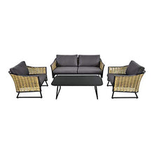 Alu-Polyrattan Lounge - 4 posti Marrone e Antracite - Lounge Haranda
