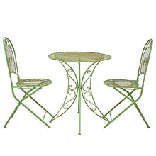 Tavolo da Giardino + 2X Sedia in Ferro mobili da Giardino in Stile Antico Verde