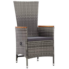SKM Set da Pranzo da Giardino 9 pz con Cuscini in Polyrattan Grigio (94.8kg)
