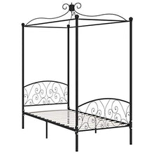 SKM Letto a Baldacchino Nero in Metallo 100x200 cm (23.3kg)