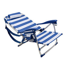 Rainbow Beach Chair, Sedia Pieghevole per Spiaggia, Giardino, Campeggio (2 unità, Strisce blu e bianche)