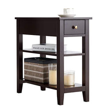 DREAMADE Tavolino Angolare a 3 Ripiani con Cassetto, Comodino Compatto, Stile Classico ed Elegante per Soggiorno, Camera da Letto e Balcone, 60 x 28,5 x 61 cm (Marrone)