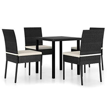 SKM Set da Pranzo da Giardino 5 pz in Polyrattan Nero (32.3kg)