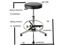 Sgabello cromato regolabile con sedile in pulioretano -pompa a gas anello regolabile
