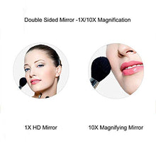 Specchio per Il Trucco, Specchio A Parete, Specchio da Barba con Ingrandimento 10X Specchio da Barba Rotondo con Ingrandimento A Doppia Faccia, Girevole, 360 °