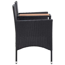 FAMIROSA Panca da Giardino a 2 Posti con Tavolino 143 cm Polyrattan Nero