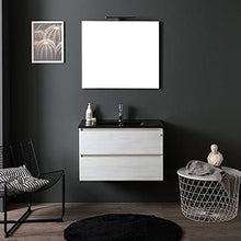 Kiamami Valentina MOBILE BAGNO SOSPESO 80CM GRIGIO CHIARO CON LAVABO NERO OPACO | BERLIN