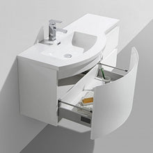 Mobile da bagno LAURANCE 1200, bianco lucido - armadietto e specchio a scelta, Specchio:Senza specchio, Versione:Lavabo a sinistra