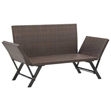 Festnight Panchina da Esterni in Polyrattan, Panche da Giardino con Cuscini Marrone 176 cm
