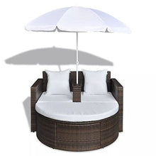 D&S Vertriebs GmbH - Set Lounge da Giardino in polyrattan con ombrellone, Colore: Marrone