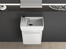 Mobile da bagno – Set con specchio con ripiano e lavabo in ceramica, 45 x 26 cm, bianco lucido
