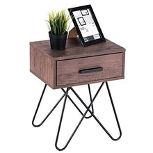 L.W.S Mobili per Camera da Letto Display del tavolino da Comodino per Comodino da Comodino con Gambe in Acciaio e 1 cassetto