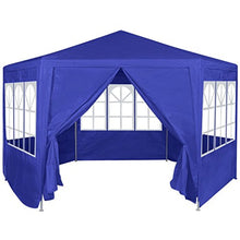Tidyard Tendone Gazebo da Giardino con 6 Pareti Laterali Blu 2x2 m