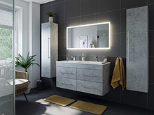 Set mobili bagno Helios grigio cemento incl. specchio a LED con funzione touch