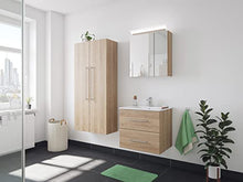 Set di mobili da bagno Firenze 60 (4 parti/C) rovere chiaro e armadio a specchio