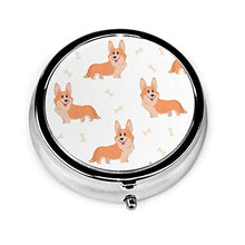 Scatola portapillole a 3 scomparti, senza cuciture, modello Corgi, per animali domestici, set di lusso da viaggio, in metallo, rotondo, argento, pillole, vitamine e olio di pesce