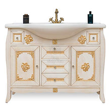 SHOP CHIC Mobile Bagno 105 cm Barocco in Tinta Avorio decapè Completo di specchiera