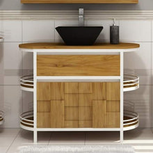 Mobiletto per lavabo Magnia in Legno di Teak Massiccio, Larghezza del mobiletto 140 cm