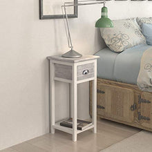 Zerone Comodino per camera da letto, comodino, mobiletto con 1 cassetto per camera da letto, soggiorno, rettangolare, 30 x 30 x 63 cm, grigio e bianco